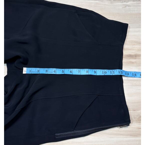ALC Wide Leg Crop Trousers sz 2 Black 22" Inseam Side-Zip Viscose - Picture 14 of 16
